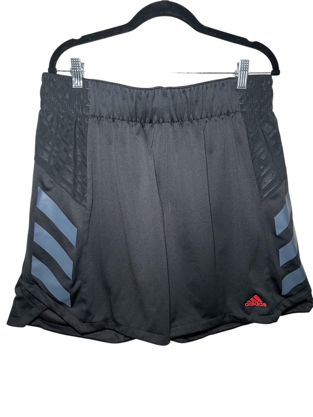 Adidas Black Athletic Shorts with Blue Accent Stripes Gym Active Sports Basketba